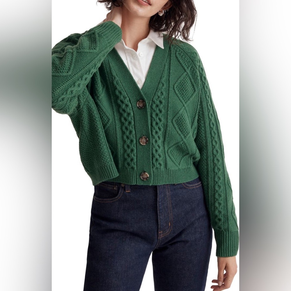 Madewell Cable-Knit Cropped Cardigan